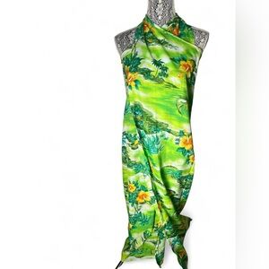 Tropical Green Floral Swim Coverup